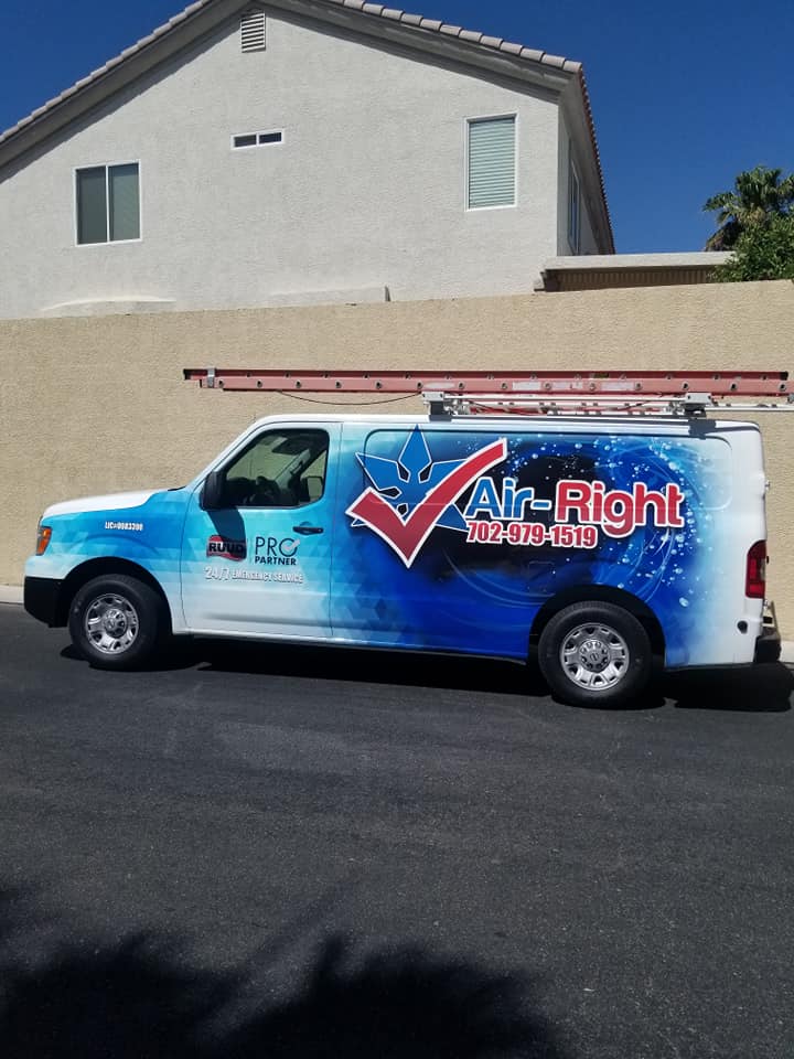 Air-Right branded service van parked at a Las Vegas home